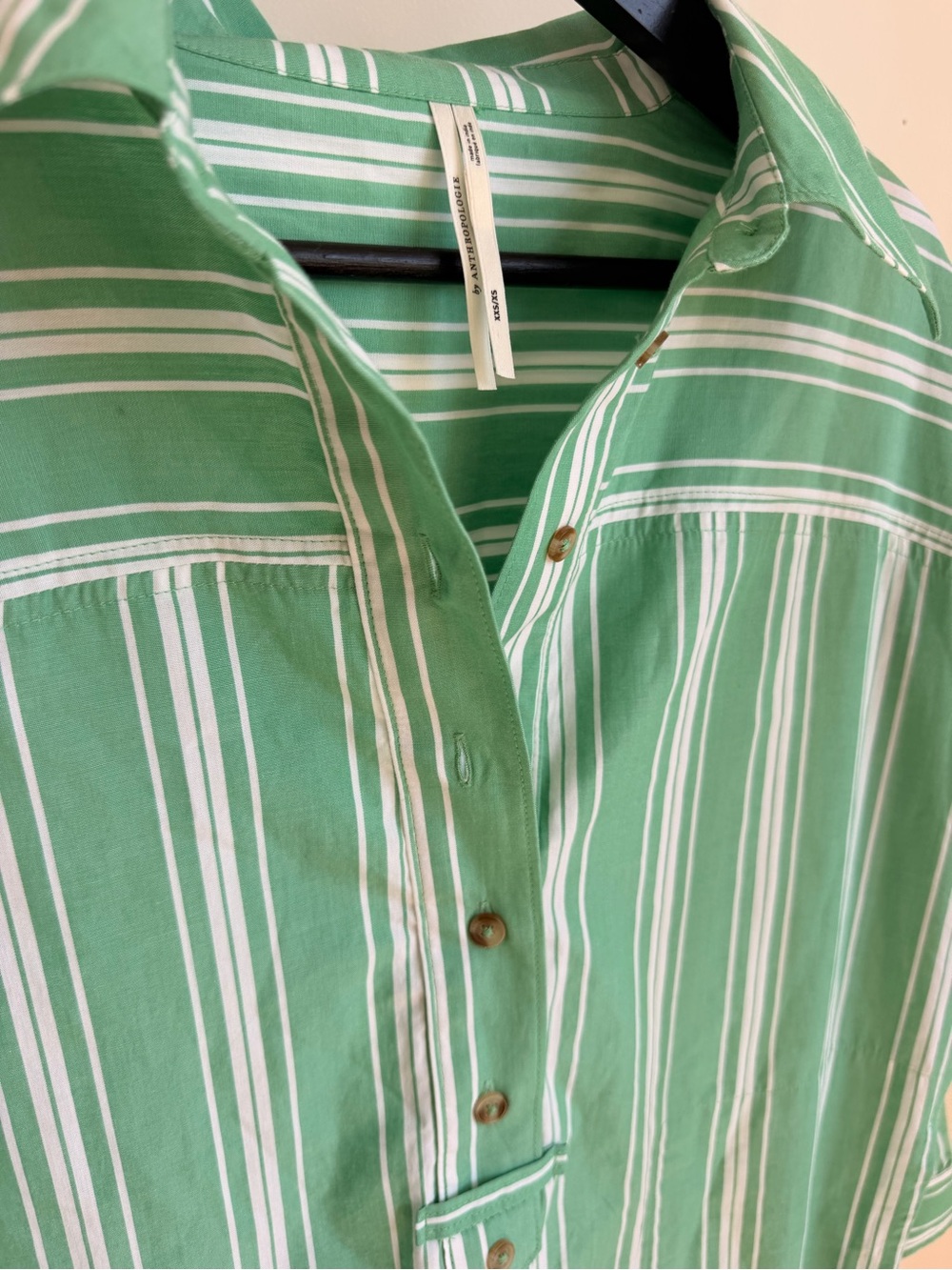 Lightweight Green Stripe Button-Up Shirt